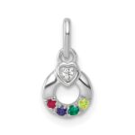 14k WG Dia. Heart w/4 Birthstone Mother's Circle Pend Semi-Mount - Image 2
