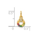 14k Dia Heart w/ 5 Birthstone Mother's Circle Pendant Semi-Mount - Image 5
