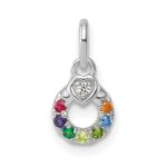 14k WG Dia. Heart w/7 Birthstone Mother's Circle Pend Semi-Mount - Image 2