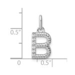 14k White Gold Twisted with .05 ct. Diamond Initial B Charm - Image 4