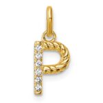 14k Twisted .05 ct. Diamond Initial P Charm