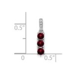 14k White Gold 3-stone Garnet and Diamond Pendant - Image 3
