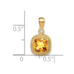 14k 6mm Cushion Citrine and Diamond Pendant - Image 3