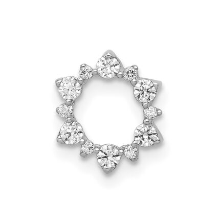 14k White Gold 1/5 carat Diamond Fancy Circle Chain Slide