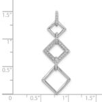 14k White Gold 1/6 carat Diamond Fancy Three Square Dangle Pendant - Image 3