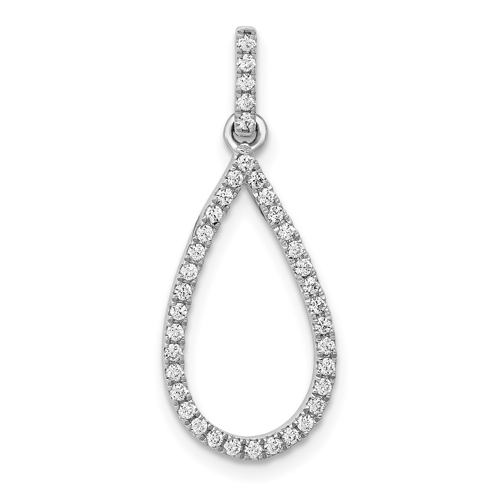 PM3832-025-WA-1.jpg 14k White Gold 1/4 carat Lab Grown Diamond VS/SI+ G+ Complete Teardrop Dangle Pendant - Image 1