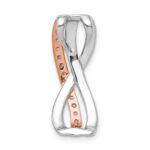 14k Rose and White Gold 1/5 carat Diamond Fancy Twisted Chain Slide - Image 3