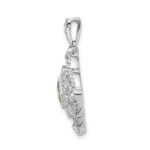 14k White Gold Diamond and 4mm Square Peridot Fancy Filigree Pendant - Image 2