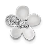 14k White Gold 1/20 carat Diamond Flower Chain Slide