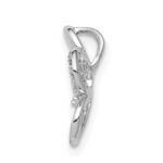 14k White Gold 1/20 carat Diamond Round Petal Flower Chain Slide - Image 2