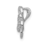 14k White Gold 1/15 carat Diamond Four Leaf Clover Chain Slide - Image 2