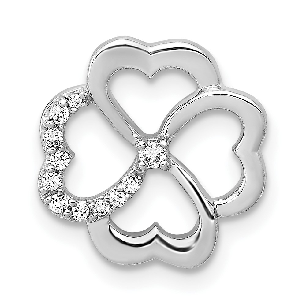 PM3982-007-WA.jpg 14k White Gold 1/15 carat Diamond Four Leaf Clover Chain Slide - Image 1
