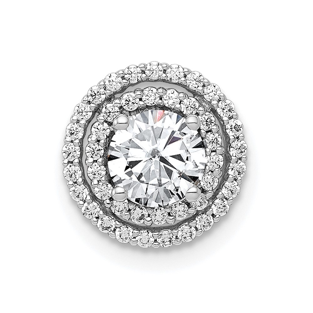 PM4021-022-WA-1.jpg 14k White Gold 3/4 carat Lab Grown Diamond VS/SI+ G+ Complete Halo Chain Slide Pendant - Image 1