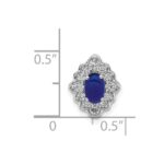 14k White Gold Diamond and Oval Cabochon Sapphire Fancy Vintage Chain Slide - Image 2