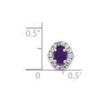 14k White Gold Diamond and 6x4mm Oval Cabochon Amethyst Halo Chain Slide - Image 2