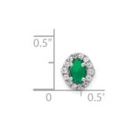 14k White Gold Halo Diamond and Oval Cabochon .73 Emerald Chain Slide - Image 2
