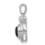 14k White Gold Diamond and Cabochon Sapphire Halo Pendant - Image 2