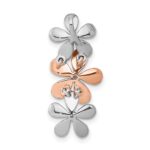14k Rose and White Gold 1/10 carat Diamond Three Flower Chain Slide - Image 3