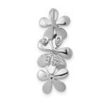 14k White Gold 1/10 carat Diamond Three Flower Chain Slide - Image 3