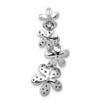14k White Gold Diamond and .29 Sapphire Four Flowers Chain Slide - Image 3