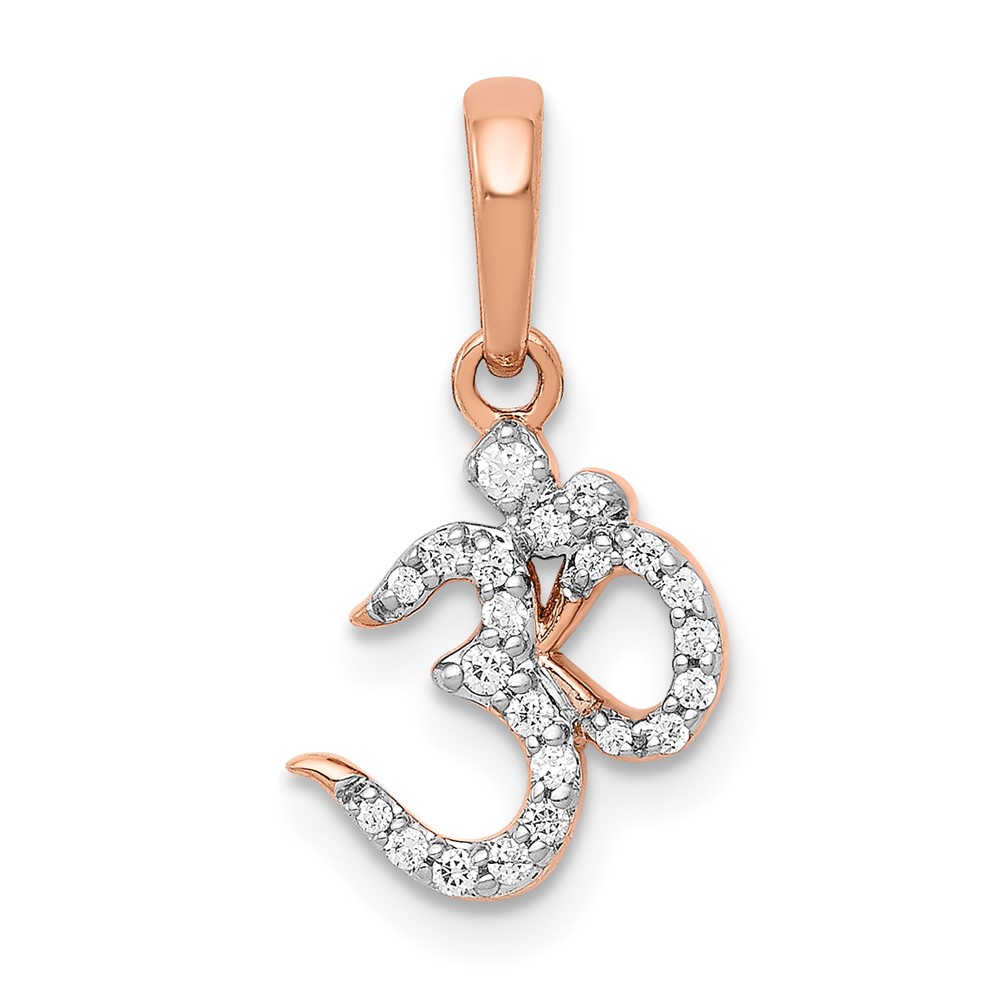 PM4089-010-RA.jpg 14k Rose Gold 1/10 carat Diamond Om Symbol Pendant - Image 1