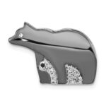 14k White Gold and Black Rhodium 1/10 carat Diamond Bears Chain Slide