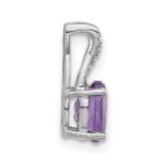 14k White Gold 7x5mm Oval Amethyst and Diamond Pendant - Image 2