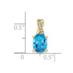 10k Oval Blue Topaz and Diamond Pendant - Image 2