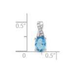 14k White Gold 7x5mm Oval Blue Topaz and Diamond Pendant - Image 3