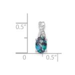 14K White Gold 7x5 Oval June/Lab Created Alexandrite and Diamond Pendant - Image 2