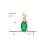14k 7x5 Oval May/Lab Created Emerald and Diamond Pendant - Image 2