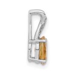 14k White Gold 7x5mm Oval Citrine and Diamond Pendant - Image 2