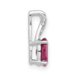14K White Gold 7x5 Oval July/Lab Created Ruby and Diamond Pendant - Image 2
