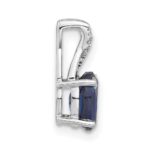14K White Gold 7x5 Oval September/Lab Created Sapphire and Diamond Pendant - Image 2