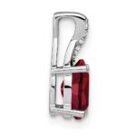 14k White Gold 7x5mm Oval Lab Created Ruby and Diamond Pendant - Image 2