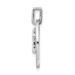 14k White Gold Diamond Cross FAITH Round Pendant - Image 2