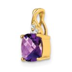 10k Checkerboard Amethyst and Diamond Pendant - Image 5
