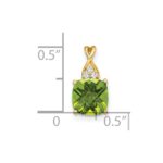 14k 7mm Cushion Checkerboard August/Peridot and Diamond Pendant - Image 2