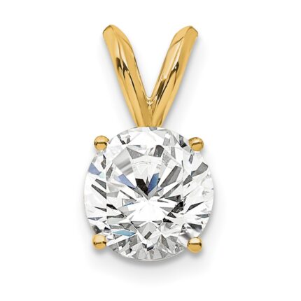 14k 3/4 carat Lab Grown Diamond VS+ F+ Round Complete Four Prong Solitaire Pendant