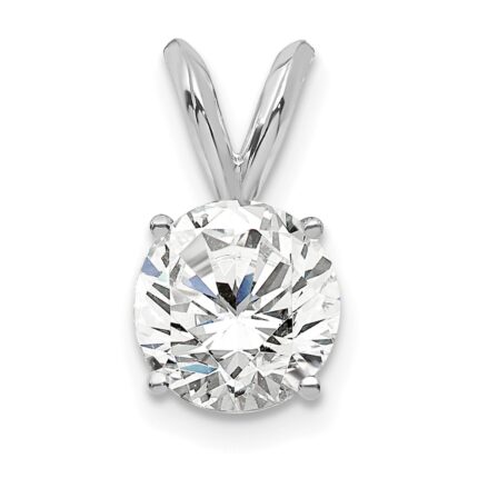 14k White Gold 3/4 carat Certified Lab Grown Diamond VS/SI+ G+ Round Complete Four Prong Solitaire Pendant