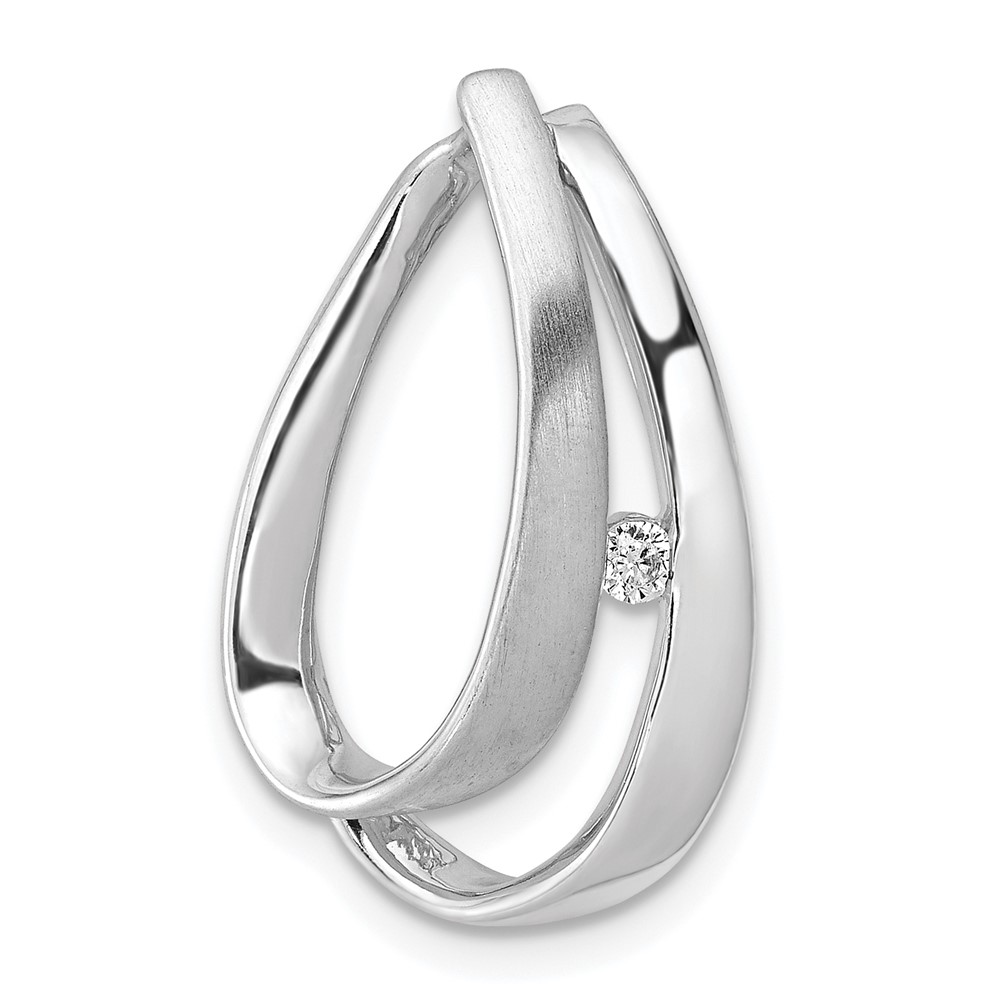 PM4707-004-WA.jpg 14k White Gold Complete 1/20 carat Diamond Double Teardrop Chain Slide - Image 1