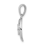 14k White Gold Polished 1/8 carat Diamond Oval Pendant - Image 2