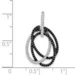 14k White Gold 1/3 carat White and Black Diamond Ovals Slide Fits up to 2mm Regular/4mm Fancy or Reversible Omega - Image 3