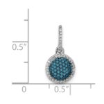 14k White Gold 1/3 carat White and Blue Diamond Round Halo Cluster Pendant - Image 4