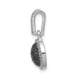 14k White Gold 1/3 carat White and Black Diamond Round Halo Cluster Pendant - Image 2