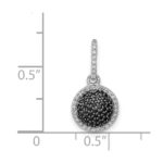 14k White Gold 1/3 carat White and Black Diamond Round Halo Cluster Pendant - Image 4
