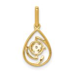 14k Polished 1/15 carat Diamond Teardrop Slide Fits up to 2mm Regular/3mm Fancy or Reversible Omega - Image 3