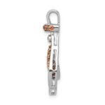 14k White Gold with Rose Rhodium 1/4 carat Champagne Diamond Teardrop Chain Slide - Image 2