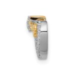 14k White Gold with Yellow Rhodium 1/10 carat Diamond Heart with Bow Chain Slide - Image 2