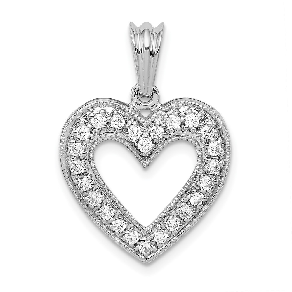 PM4861-033-WA.jpg 14k White Gold 1/3 carat Diamond Heart Pendant - Image 1